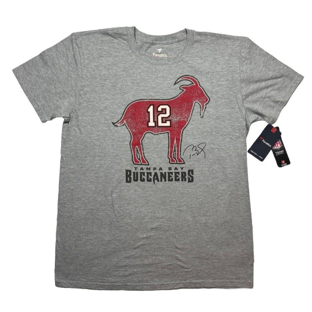 Tampa Bay Buccaneers Tom Brady GOAT T-Shirt Men’s Large Grey Fanatics NFL New